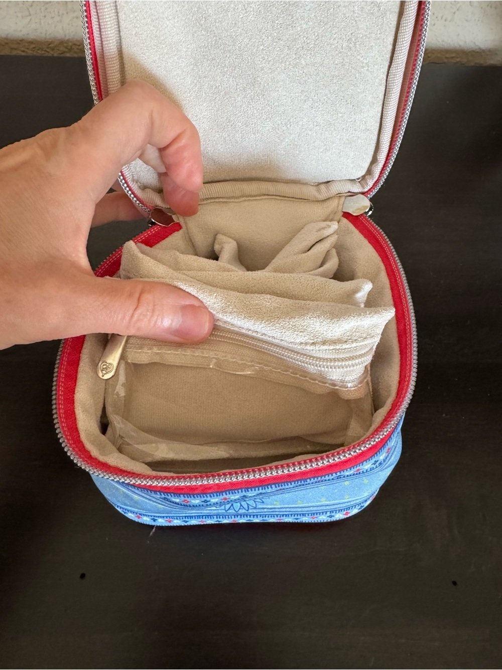 Brighton Compact Red and Light Blue jewelry Case - Picture 4 of 7
